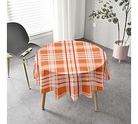 Chickw1 3D Rondes Nappes, Anti Tache Impermeable Plaid Nappe Ronde en Polyester Lavable, Décoration pour Table Ronde Salle Manger/Cuisine/Jardin (Rayures Oranges,180cm)