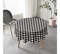 Chickw1 3D Rondes Nappes, Anti Tache Impermeable Plaid Nappe Ronde en Polyester Lavable, Décoration pour Table Ronde Salle Manger/Cuisine/Jardin (Noir et Blanc,120cm)