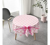 Chickw1 3D Rondes Nappes, Anti Tache Impermeable Plaid Nappe Ronde en Polyester Lavable, Décoration pour Table Ronde Salle Manger/Cuisine/Jardin (Arc Rose,120cm)