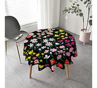 Chickw1 3D Rondes Nappes, Anti Tache Impermeable Style Pastoral Nappe Ronde en Polyester Lavable, Décoration pour Table Ronde Salle Manger/Cuisine/Jardin (Champ de Fleurs,180cm)