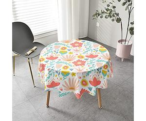 Chickw1 3D Rondes Nappes, Anti Tache Impermeable Style Pastoral Nappe Ronde en Polyester Lavable, Décoration pour Table Ronde Salle Manger/Cuisine/Jardin (Fleurs Sauvages,180cm)