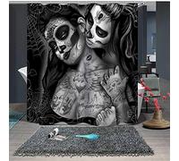 Chickw1 Anti Moisissure Imperméable Rideaux de Douche et 12 Crochets, 3D Halloween Horreur Thriller Crâne Motif Rideaux pour Maison Salle de Bain Douche (180x200cm,Femme Intime)