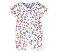 Chickw1 Body Bébé Fille Barboteuse, Imprimé Rose Col Rond D'été en Coton Jumpsuit à Manches Courtes avec Fermeture éclair Combinaison Grenouillères Pyjama (73cm,Points Colorés)