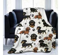 Chickw1 Couverture en Flanelle, 3D Animal Impression Chaudes Moelleuse Couverture en Polaire Microfibre Légères Couvertures Toutes Saisons pour Voyager, Lit ou Canapé (Teckel 2,100x150cm)