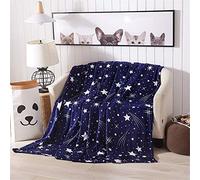 Chickw1 Couverture en Flanelle, Moelleuse Chaudes Fruit Couverture en Polaire Microfibre Légères Couvertures Multifonctionnelle Toutes Saisons pour Voyager, Lit ou Canapé (Étoiles Bleues,120x200cm)