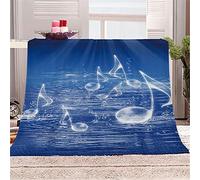 Chickw1 Couverture Plaid Canape en Flanelle, Note Musicale Moelleuse Chaudes Couverture en Polaire Légères Couvertures Couverture lit pour Adultes Enfants Lit ou Canapé (100x150cm,Océan Bleu)