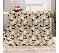 Chickw1 Couverture Plaid Flanelle, 3D Cheval Imprimé Couverture Polaire Epaisse Microfibre Moelleuse Chaudes Légères Couvertures pour Voyager, Lit ou Canapé (Cheval Brun,100x150cm)