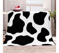 Chickw1 Couverture Plaid Flanelle, 3D Imprimé Géométrie Couverture Polaire Epaisse Microfibre Moelleuse Chaudes Légères Couvertures pour Voyager, Lit ou Canapé (Motif Vache,150x180cm)