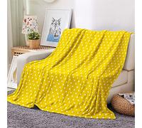 Chickw1 Couverture Plaid Flanelle, 3D Imprimé Géométrie Couverture Polaire Epaisse Microfibre Moelleuse Chaudes Légères Couvertures pour Voyager, Lit ou Canapé (Pois Jaunes,130x150cm)