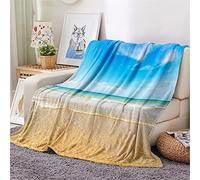 Chickw1 Couverture Plaid Flanelle, 3D Imprimé Océan Couverture Polaire Epaisse Microfibre Moelleuse Chaudes Légères Couvertures pour Voyager, Lit ou Canapé (Ciel Bleu,130x150cm)