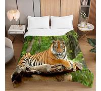Chickw1 Couvre Lit Matelassé, 3D Tigre Imprimé Dessus de Lits Hiver Été Couvre-Lits Gaufrée Dessus de Lit Microfiber Couverture de Lit pour Lit 1-2 Personnes (Tigre Brun,150x200cm)