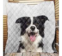 Chickw1 Couvre Lit Matelassé de Luxe Lavable Dessus de Lit Couverture Courtepointe pour Lit Canapé Couvre lit à Motif en Microfibre (Impression de Chien,150x200cm)