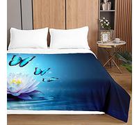 Chickw1 Couvre Lit Matelassée 3D Imprimé de Papillon Dessus de Lit Doux Couverture de lit Microfiber Couvre-lit Réversible Printemps Été Jeté de Lit (Fleur de Lotus,220x240cm)