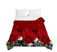 Chickw1 Dessus de Lit Matelassée, 3D Rose Fleur Imprimé Couvre Lit Dessus de Lits Microfiber Jeté de Lit Couverture de Lit Courtepointe pour Lit 1-2 Personnes (Marguerite,200x230cm)