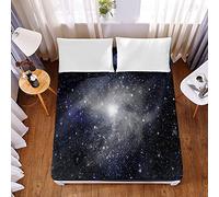 Chickw1 Drap Housse 3D Ciel étoilé Impression Antidérapants Housse De Matelas, Confortable Respirant Microfibre Drap-Housse Poche Profonde 30cm pour Chambre Décoration (Noir,90x200x30cm)