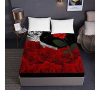 Chickw1 Drap Housse en Microfibre, 3D Rose Imprimé Housse de Matelas 30cm Épais Protection de Matelas - Antidérapants Résistant Décoloration aux Rides (Rose Tigre,140x200x30cm)