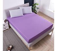 Chickw1 Drap Housse en Microfibre, Couleur Unie Housse de Matelas pour Protection de Matelas Épais - Antidérapants Résistant aux Rides (Violet,220X200X25cm)