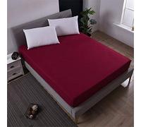 Chickw1 Drap Housse en Microfibre, Couleur Unie Housse de Matelas pour Protection de Matelas Épais - Antidérapants Résistant aux Rides (Bourgogne Rouge,140X200X25cm)