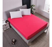 Chickw1 Drap Housse en Microfibre, Couleur Unie Housse de Matelas pour Protection de Matelas Épais - Antidérapants Résistant aux Rides (Rose Rouge,160X200X25cm)