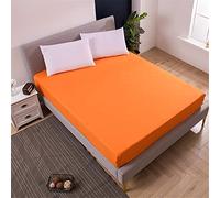 Chickw1 Drap Housse en Microfibre, Couleur Unie Housse de Matelas pour Protection de Matelas Épais - Antidérapants Résistant aux Rides (Orange,160X200X25cm)
