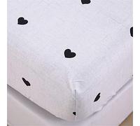 Chickw1 Drap Housse en Microfibre, Géométrie Impression Housse de Matelas pour 30 cm Protection de Matelas Épais - Antidérapants Résistant aux Rides (Coeur Blanc,180x200x30cm)