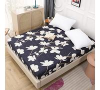 Chickw1 Drap Housse en Microfibre, Imprimé Housse de Matelas pour Protection de Matelas Épais - Antidérapants Résistant aux Rides (Fleur Marine,160X200X25cm)
