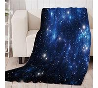 Chickw1 Galaxie Plaid Canape en Flanelle, Couverture Moelleuse Chaude en Polaire Microfibre Légère pour Adultes Enfants Lit ou Canapé (Bleu, 100x150cm)