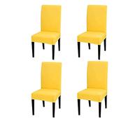 Chickw1 Housse de Chaise Extensible Gris Noir Motif, pour Mariage, Noel, Restaurant, Hôtel, Conférence, Universel Housse de Chaise 2/4/6/10 pièces (4 pièces,Jaune)