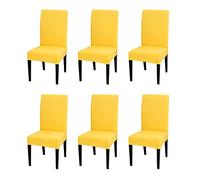 Chickw1 Housse de Chaise Extensible Gris Noir Motif, pour Mariage, Noel, Restaurant, Hôtel, Conférence, Universel Housse de Chaise 2/4/6/10 pièces (6 pièces,Jaune)