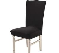 Chickw1 Housse de Chaise Extensible Universelle 1/4/6/10 pièces Extensible Amovible Lavable Durable Moderne Couverture de Chaise pour Maison Bouquet Hôtel Restaurant (Noir,4 pièces)