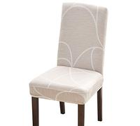 Chickw1 Housse de Chaise Extensible Universelle 1/4/6/10 pièces Extensible Amovible Lavable Durable Moderne Couverture de Chaise pour Maison Bouquet Hôtel Restaurant (Lignes Beiges,6 pièces)
