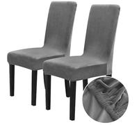 Chickw1 Lot de 2/4/6 Housses de Chaise universelles à Dossier Haut en Velours Extensible Amovible et Lavable pour Salle de fête Gris uni