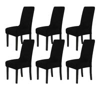 Chickw1 Lot de 2/4/6 Housses de Chaise universelles à Dossier Haut en Velours Extensible Amovible et Lavable pour Salle de fête Noir