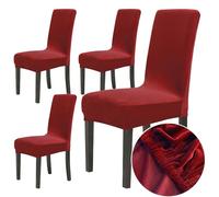 Chickw1 Lot de 2/4/6 Housses de Chaise universelles à Dossier Haut Extensibles en Velours pour Salle de fête (4 pièces, Rouge vin)