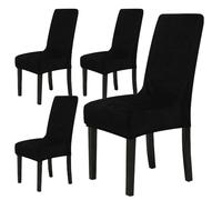 Chickw1 Lot de 2/4/6 housses de chaise universelles à dossier haut extensibles en velours pour salle de fête (4 pièces, noir)
