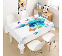 Chickw1 Nappe Blanc Moderne Rectangulaire Anti Tache Imperméable Facile D'entretie, Nappe Imprimée Papillon, Nappe en Polyester pour Jardins Cuisine Maison (Bleu Aquarelle,140x180cm)