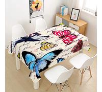 Chickw1 Nappe Blanc Moderne Rectangulaire Anti Tache Imperméable Facile D'entretie, Nappe Imprimée Papillon, Nappe en Polyester pour Jardins Cuisine Maison (Vieilles Lettres,90x90cm)