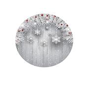 Chickw1 Nappe de Noël Ronde Nappe de Table Élastique Ajustable, Boule de Noël 3D Couverture De Table Kitchen Extensible Protection Nappe pour Restaurants, Pique-Niques (Argent,180cm)