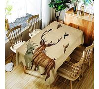Chickw1 Nappe de Table, Imprimeé Rectangulaire Tissu Lavable Entretien Facile Résistant Multi-usages Intérieur et Extérieur Anti-Salissure Étanche (150 * 210,E)