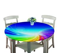 Chickw1 Nappe de Table Ronde Imperméable Anti-Taches avec Bord Élastique, Nappe Motif Coloré 3D Couverture de Table pour Cuisine, Restaurants, Picnic, Camping (Arc-en-Ciel E,Diamètre 100 cm)