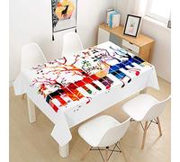 Chickw1 Nappe en Polyester, Nappe 3D Créatif Rectangulaire Anti Tache avec Revêtement Imperméable, Facile D'entretie, Nappe Motif Note Musicale pour Jardins Cuisine (Joie Colorée,140x240cm)