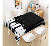 Chickw1 Nappe en Polyester, Nappe 3D Créatif Rectangulaire Anti Tache avec Revêtement Imperméable, Facile D'entretie, Nappe Motif Note Musicale pour Jardins Cuisine (Piano,140x140cm)