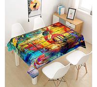 Chickw1 Nappe en Polyester, Nappe 3D Créatif Rectangulaire Anti Tache avec Revêtement Imperméable, Facile D'entretie, Nappe Motif Note Musicale pour Jardins Cuisine (Hip Hop,140x200cm)
