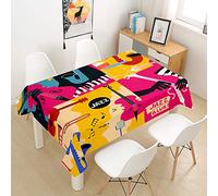 Chickw1 Nappe en Polyester, Nappe 3D Créatif Rectangulaire Anti Tache avec Revêtement Imperméable, Facile D'entretie, Nappe Motif Note Musicale pour Jardins Cuisine (Jazz,100x140cm)