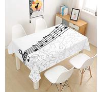 Chickw1 Nappe en Polyester, Nappe 3D Créatif Rectangulaire Anti Tache avec Revêtement Imperméable, Facile D'entretie, Nappe Motif Note Musicale pour Jardins Cuisine (Partition Musicale,100x140cm)