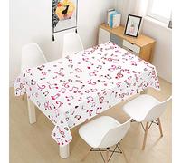 Chickw1 Nappe en Polyester, Nappe 3D Créatif Rectangulaire Anti Tache avec Revêtement Imperméable, Facile D'entretie, Nappe Motif Note Musicale pour Jardins Cuisine (Rose,90x90cm)