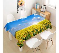 Chickw1 Nappe en Polyester, Nappe Rectangulaire Anti Tache avec Revêtement Imperméable, Facile D'entretie, Nappe Imprimé Tournesol Magnifique pour Jardins Cuisine (Lever du Soleil B,100x140cm)