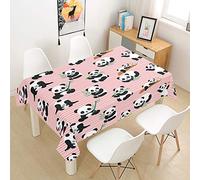 Chickw1 Nappe en Polyester, Nappe Rectangulaire Anti Tache avec Revêtement Imperméable, Nappe Imprimé Panda Mignon 3D pour Jardins Cuisine, Facile D'entretie (Rayures Roses,140x180cm)