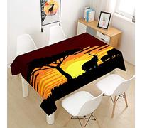 Chickw1 Nappe Rectangulaire Anti Tache Imperméable Lavable Facile D'entretie, Nappe Imprimée Éléphant Animal, Nappe en Polyester, pour Jardins Cuisine Maison (Coucher Soleil,140x260cm)