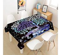 Chickw1 Nappe Rectangulaire Anti Tache Imperméable Lavable Facile D'entretie, Nappe Imprimée Éléphant Animal, Nappe en Polyester, pour Jardins Cuisine Maison (Arbre Vie,140x240cm)